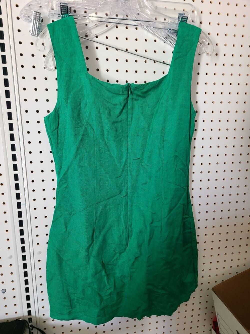 French Connection Green Linen Square Neck Mini Dress Size 6